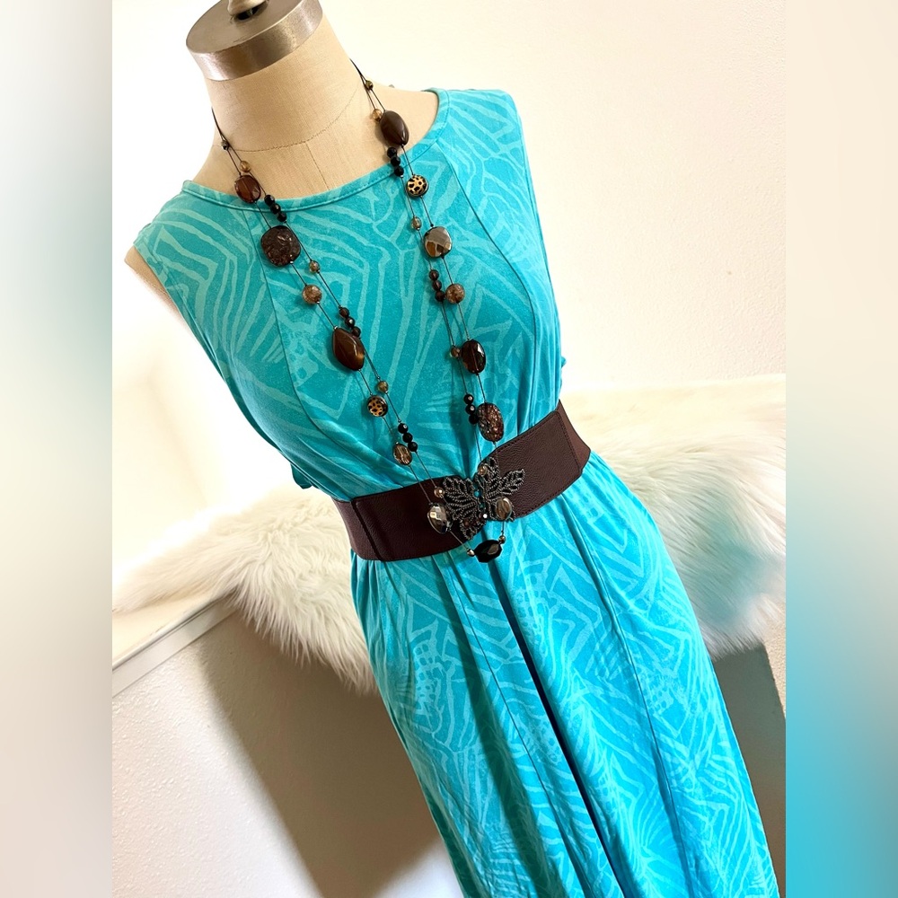 NWT L Teal Vibrant Vacation Comfy Fresh Produce Dress